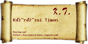 Körözsi Timon névjegykártya